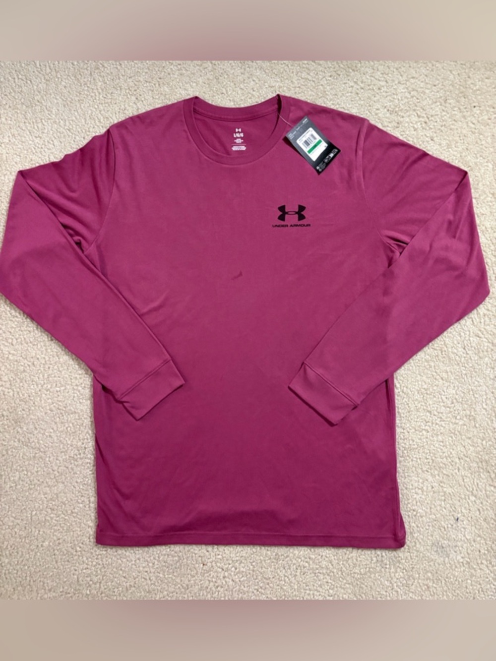 Under Armour Long Sleeve Shirt Men’s Large Magenta NWT Athletic Performance Tee - Picture 3 of 6